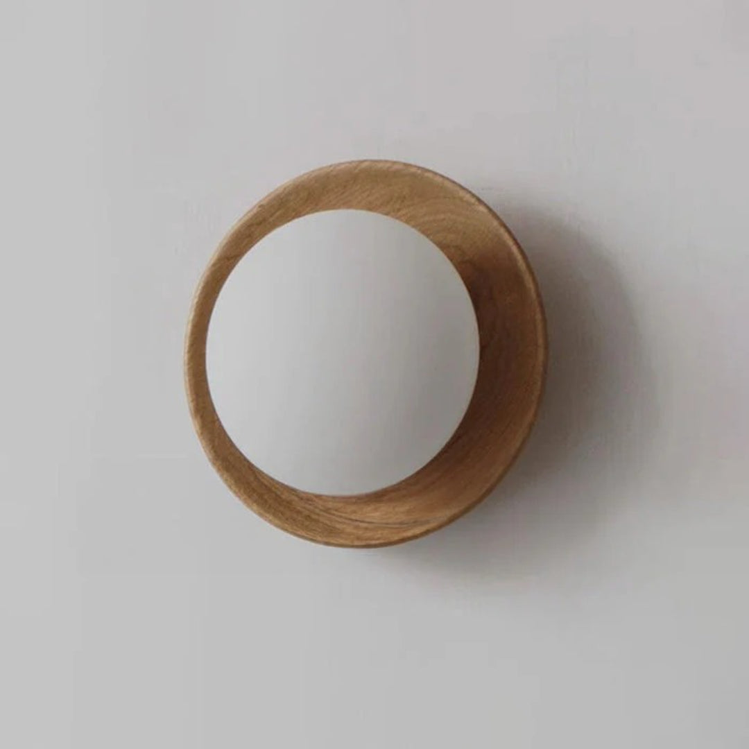 Wooden Round Wall Light
