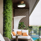 Green Ceiling Lamp – Modern Minimalist Design With Wood And Gold Accents