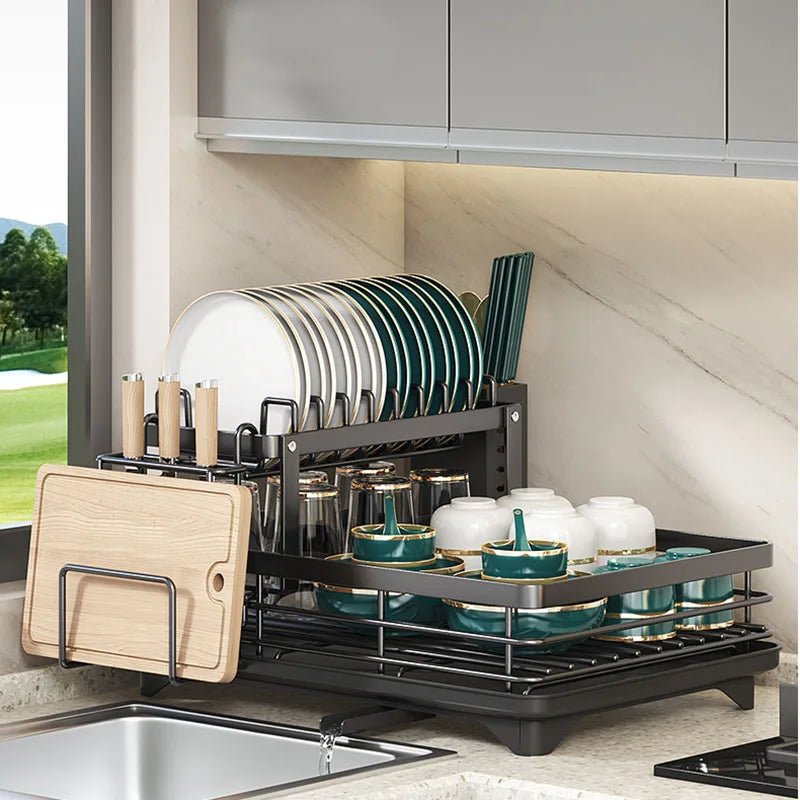 Collapsible Dish Drying Rack Stainless Steel | Space-Saving Foldable Design | Non-Slip Silicone Feet for Kitchen Counters