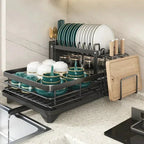Collapsible Dish Drying Rack Stainless Steel | Space-Saving Foldable Design | Non-Slip Silicone Feet for Kitchen Counters