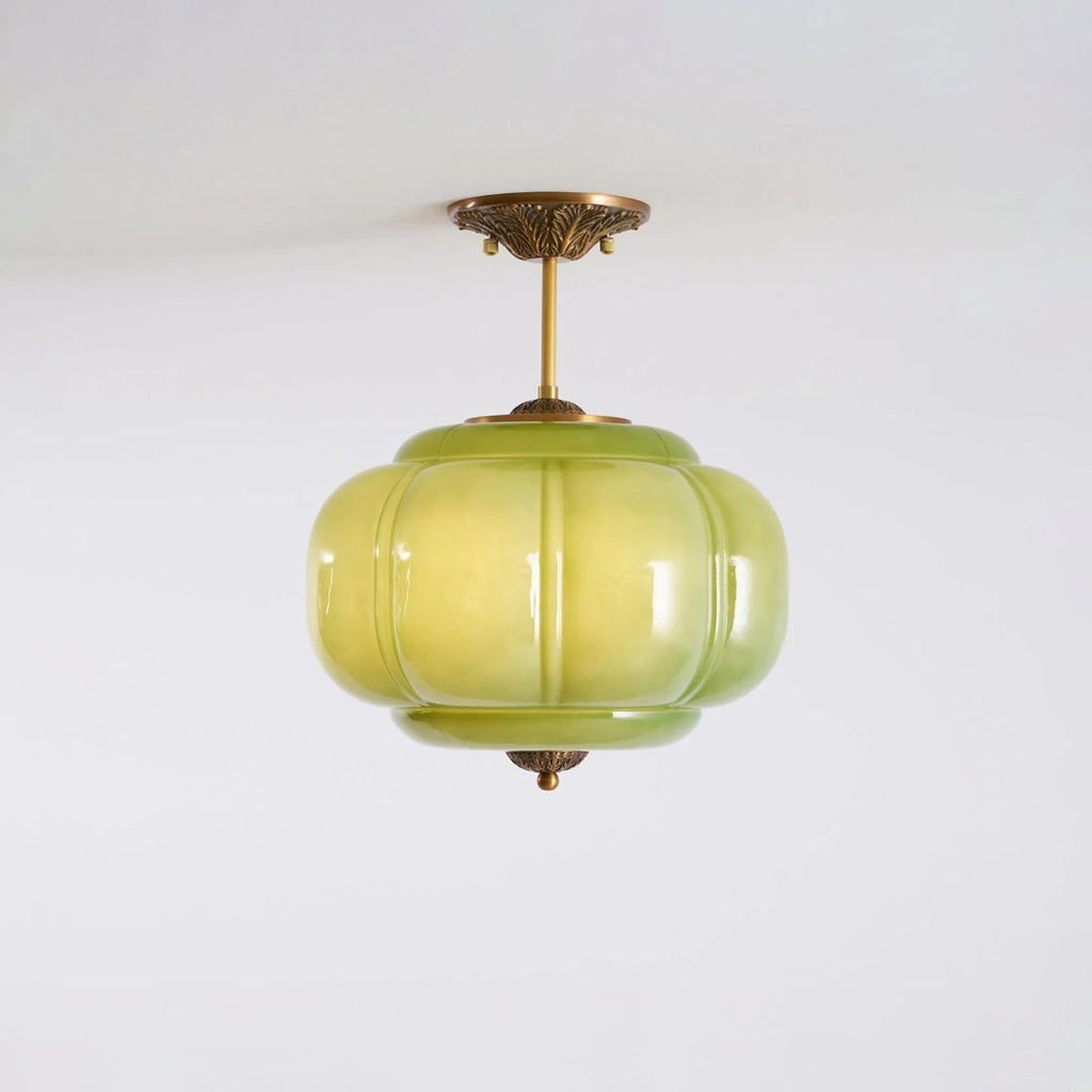 Vintage Ribbed Glass Ceiling Light
