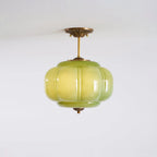 Vintage Ribbed Glass Ceiling Light