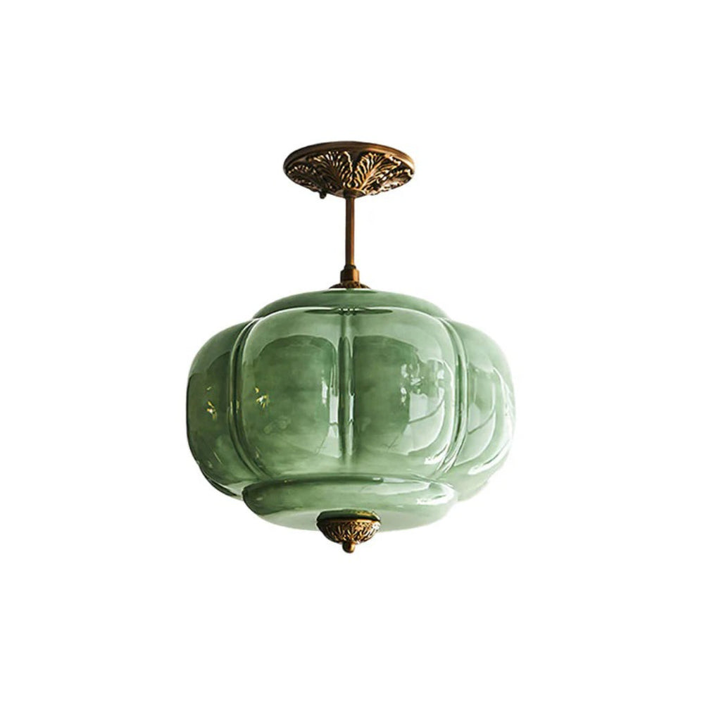Vintage Ribbed Glass Ceiling Light