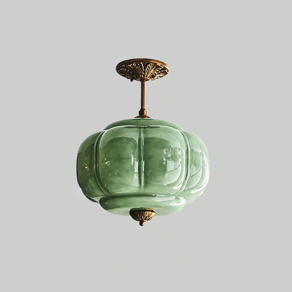 Vintage Ribbed Glass Ceiling Light