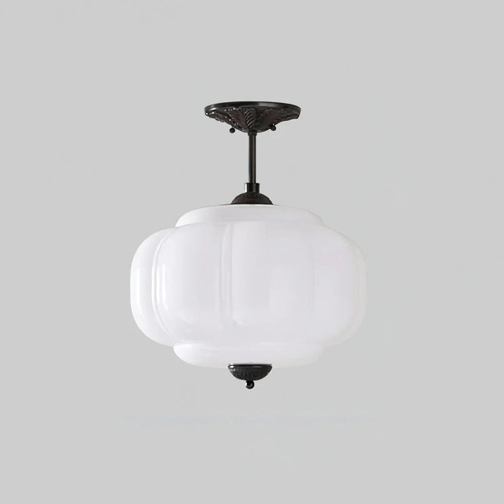 Vintage Ribbed Glass Ceiling Light
