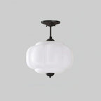 Vintage Ribbed Glass Ceiling Light