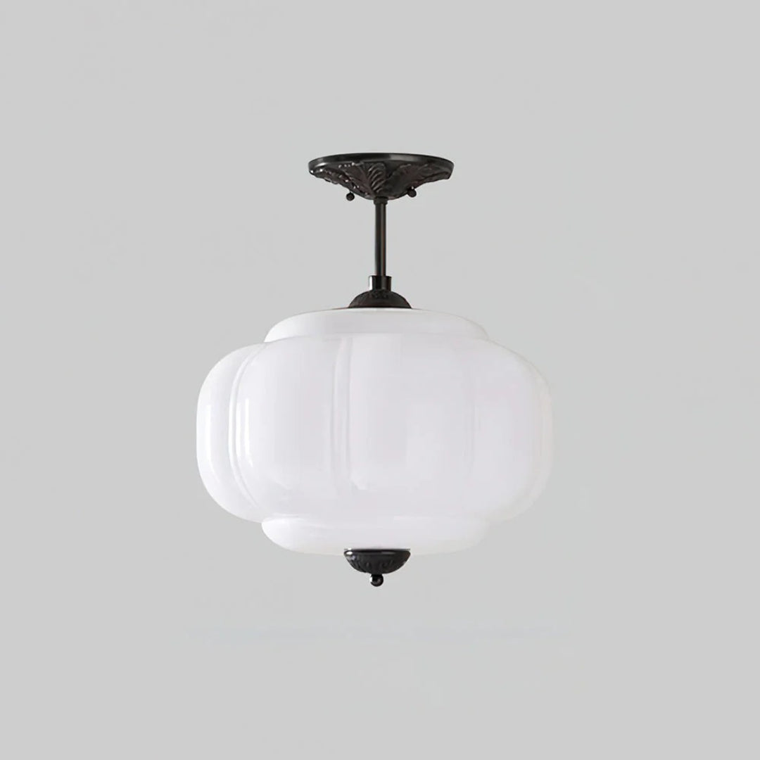 Vintage Ribbed Glass Ceiling Light