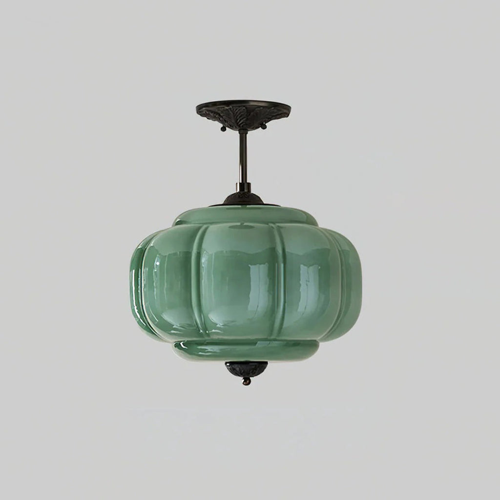 Vintage Ribbed Glass Ceiling Light