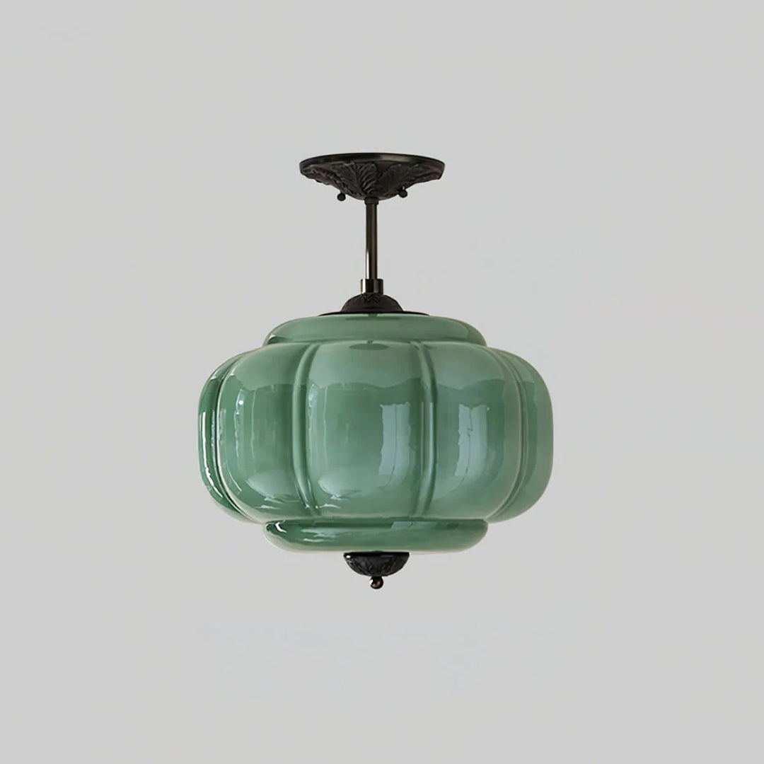 Vintage Ribbed Glass Ceiling Light