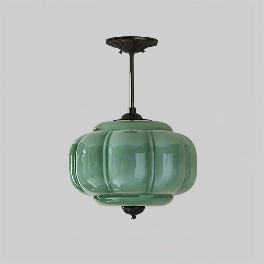 Vintage Ribbed Glass Ceiling Light