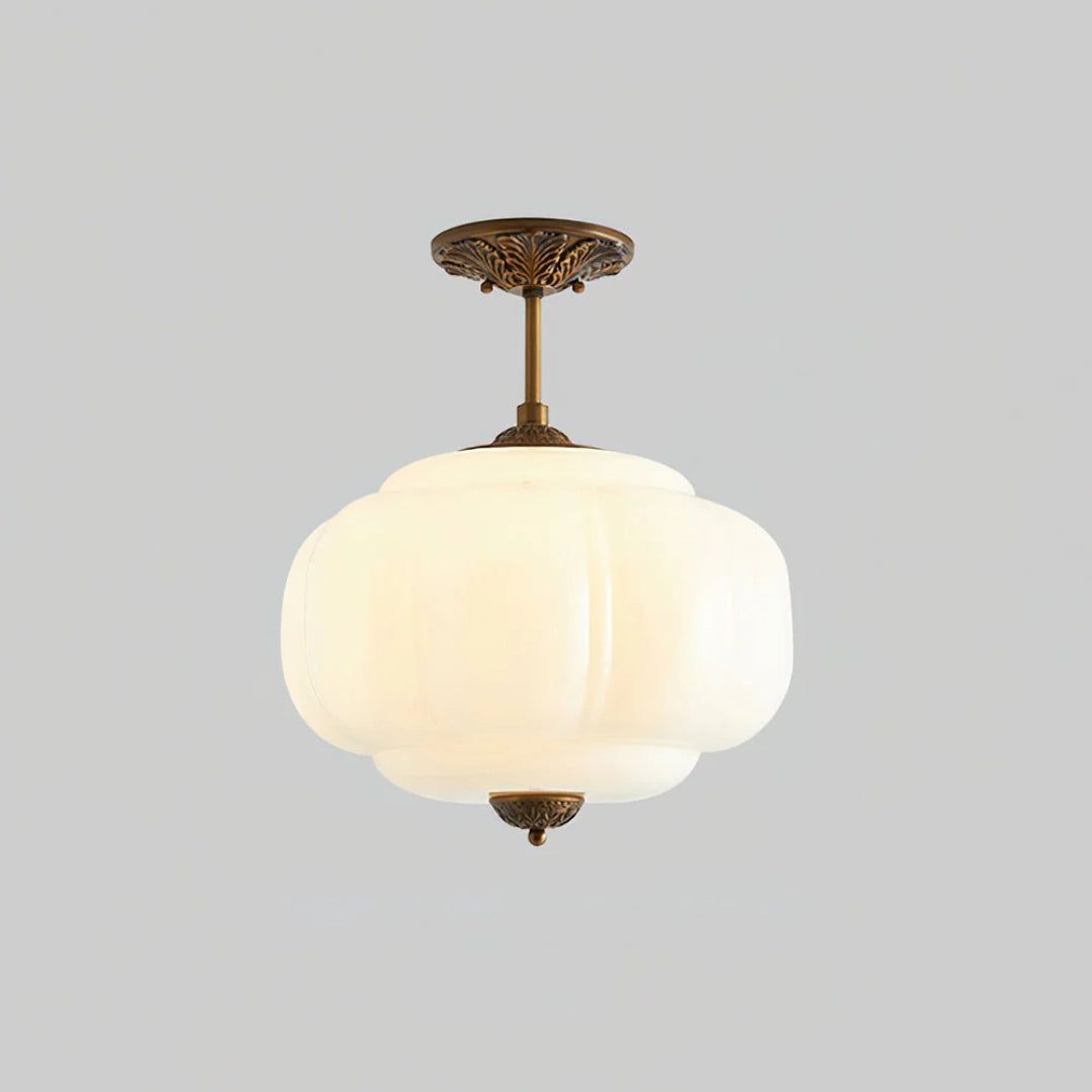 Vintage Ribbed Glass Ceiling Light