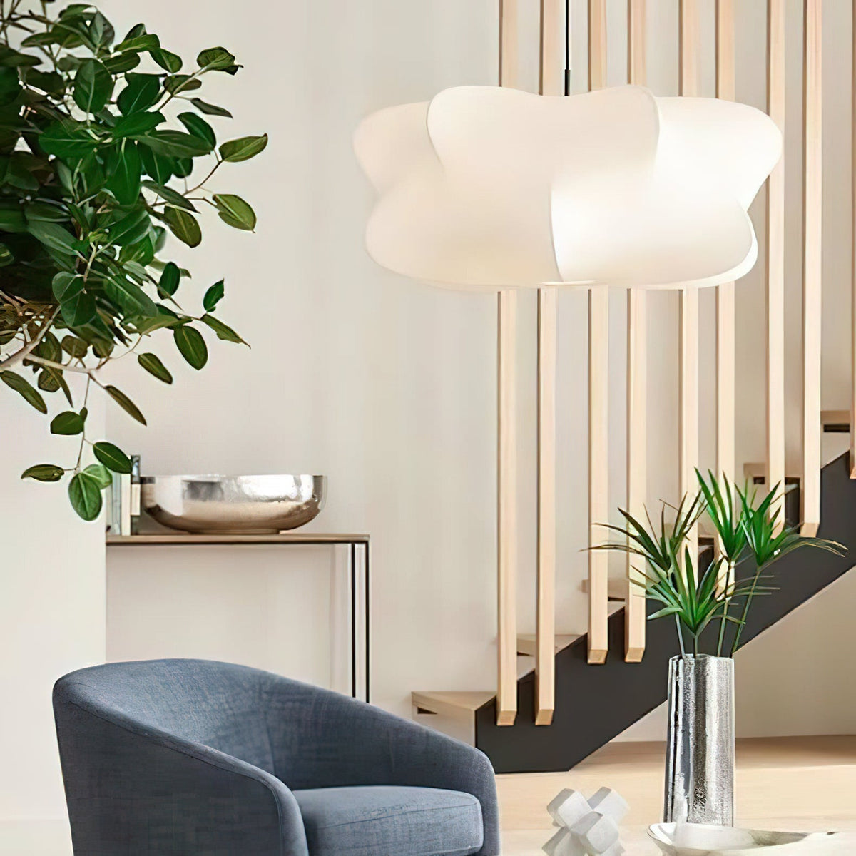 Mulberry Silk Pendant Light | Adjustable Metal Suspension | Soft Diffused Lighting for Living Rooms and Bedrooms