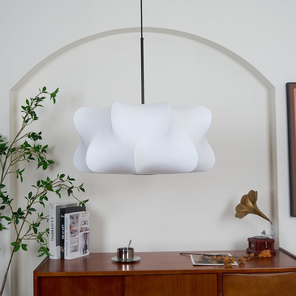 Mulberry Silk Pendant Light | Adjustable Metal Suspension | Soft Diffused Lighting for Living Rooms and Bedrooms
