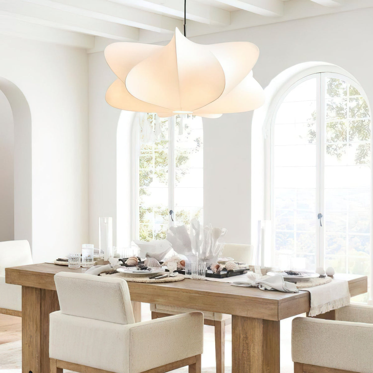 Mulberry Silk Pendant Light | Adjustable Metal Suspension | Soft Diffused Lighting for Living Rooms and Bedrooms