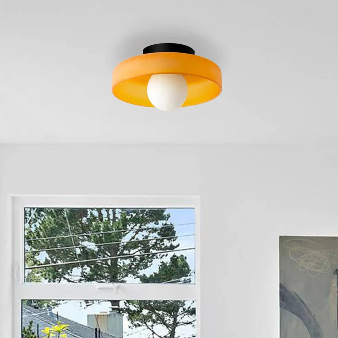Round Metal Glass Light Fixture