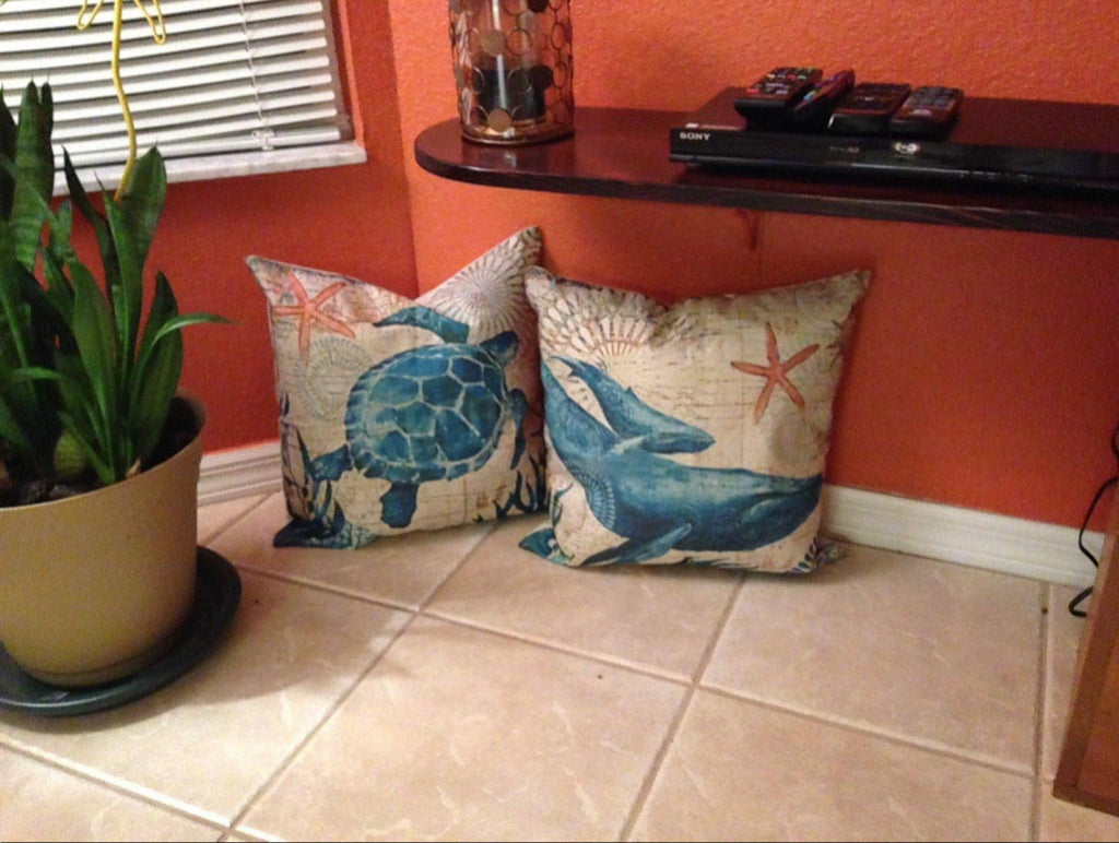 Decorative Cushion with Sea Life Motif