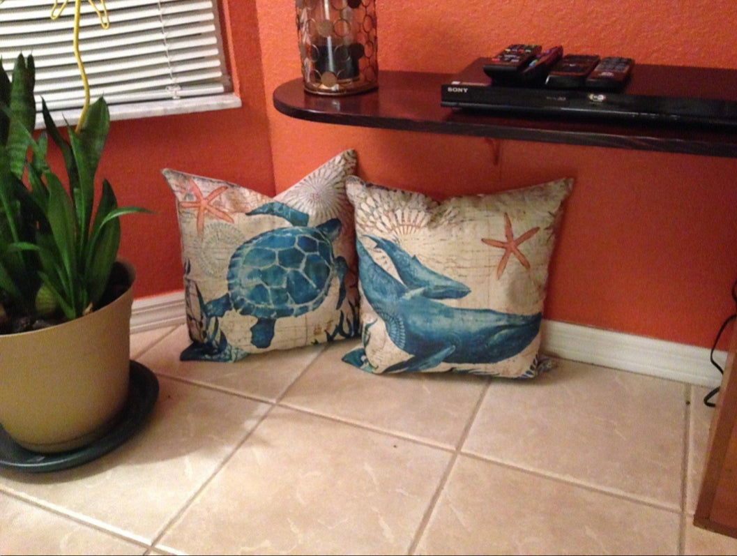 Decorative Cushion with Sea Life Motif