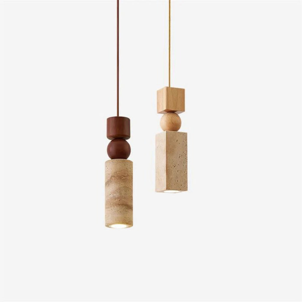 Travertine Wood Pendant Light