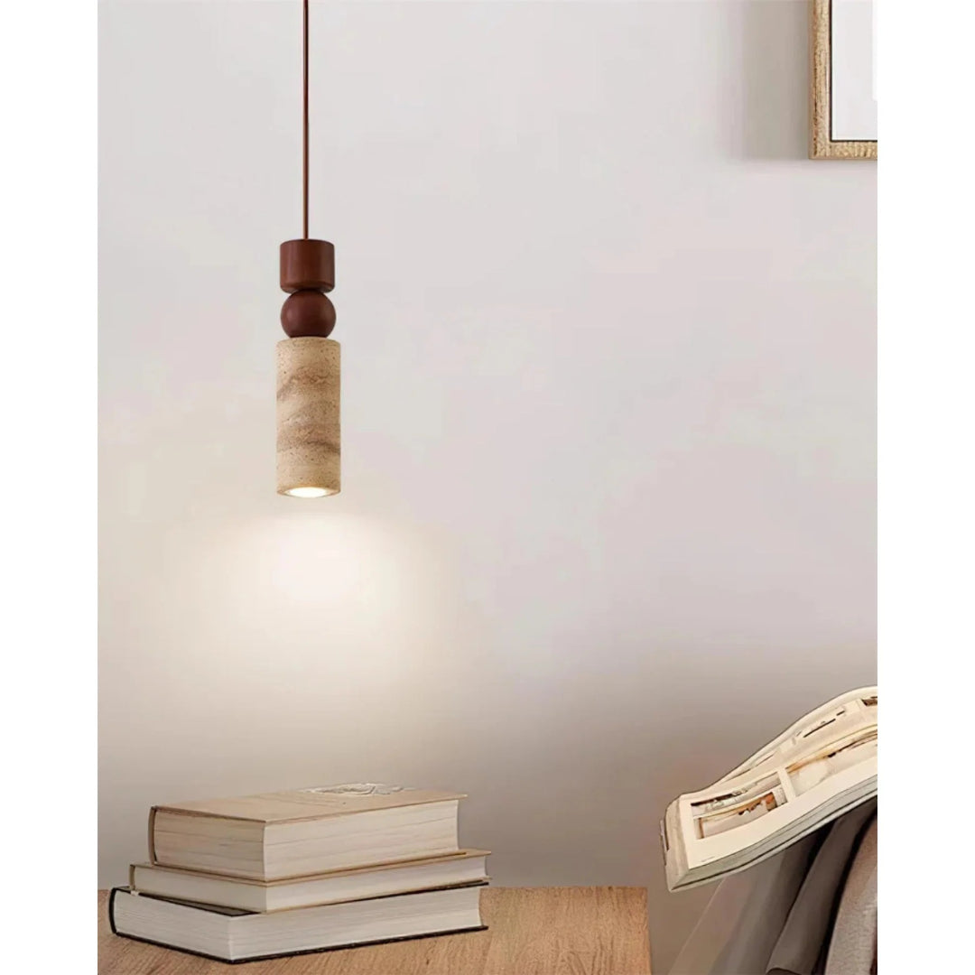 Travertine Wood Pendant Light