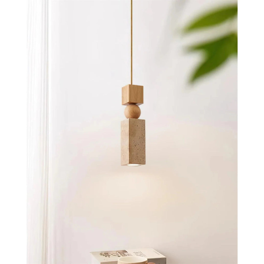 Travertine Wood Pendant Light