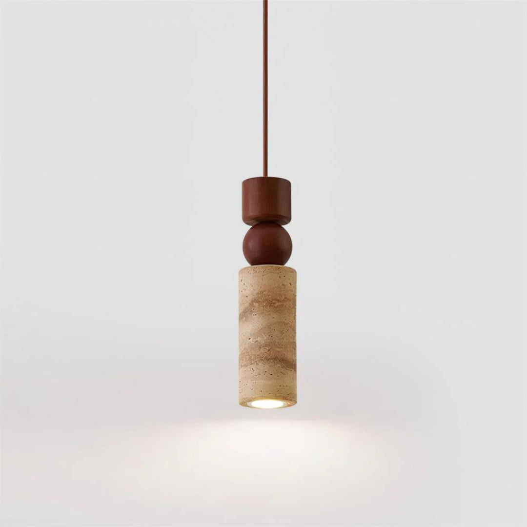 Travertine Wood Pendant Light