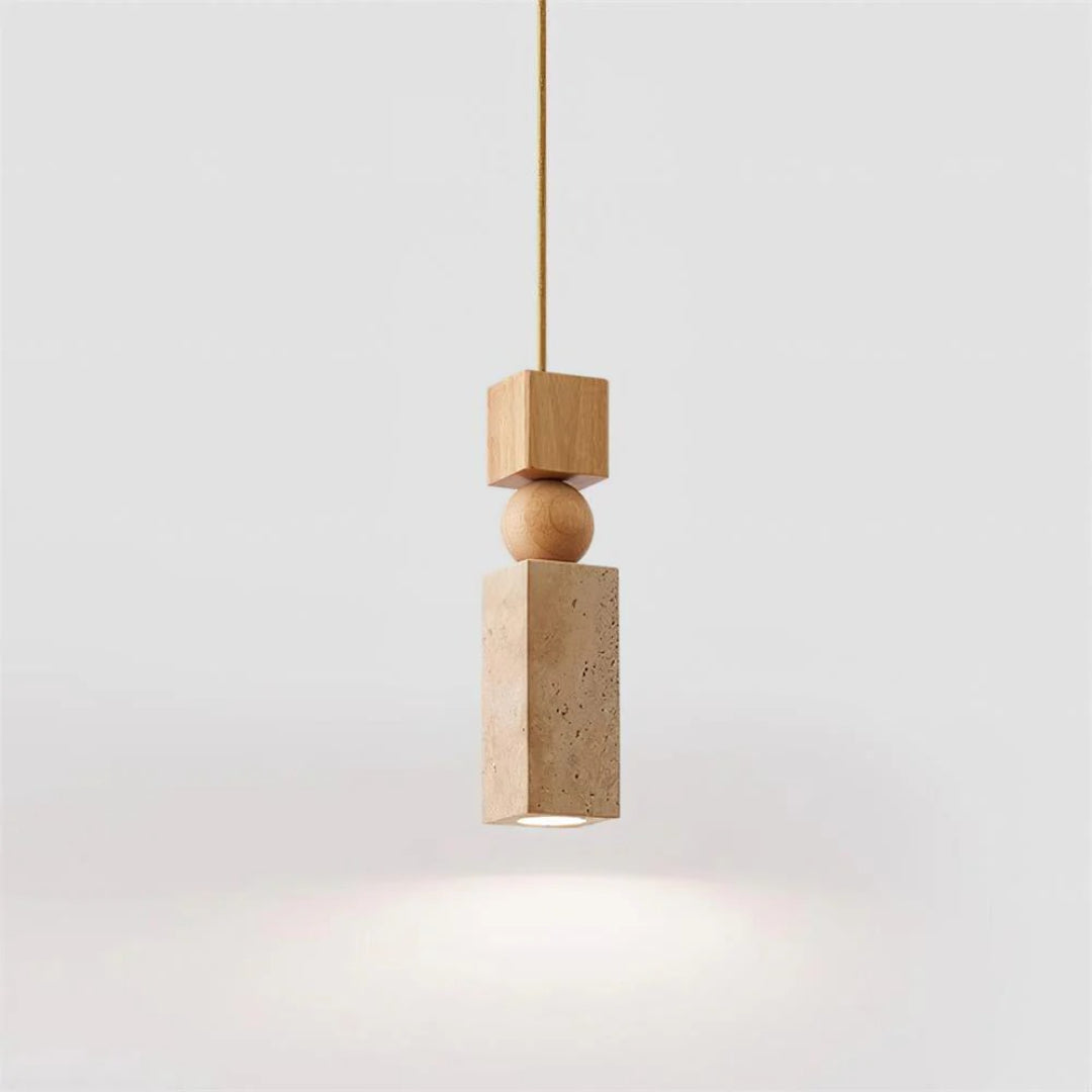 Travertine Wood Pendant Light