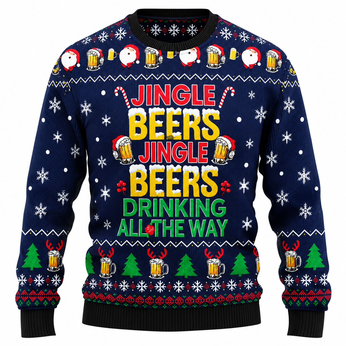 Men's Jingle Beers Christmas Sweater – Funny 3D Printed Unisex Holiday Pullover