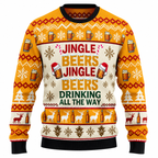 Men's Jingle Beers Christmas Sweater – Funny 3D Printed Unisex Holiday Pullover