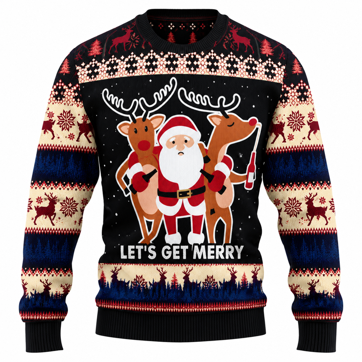 Men's Jingle Beers Christmas Sweater – Funny 3D Printed Unisex Holiday Pullover
