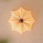 Ceiling Light Metal Fabric Wood | Modern Minimalist Flush Mount | Integrated 50,000 Hour LED for Ambient Indoor Lighting