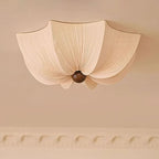 Ceiling Light Metal Fabric Wood | Modern Minimalist Flush Mount | Integrated 50,000 Hour LED for Ambient Indoor Lighting