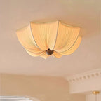 Ceiling Light Metal Fabric Wood | Modern Minimalist Flush Mount | Integrated 50,000 Hour LED for Ambient Indoor Lighting