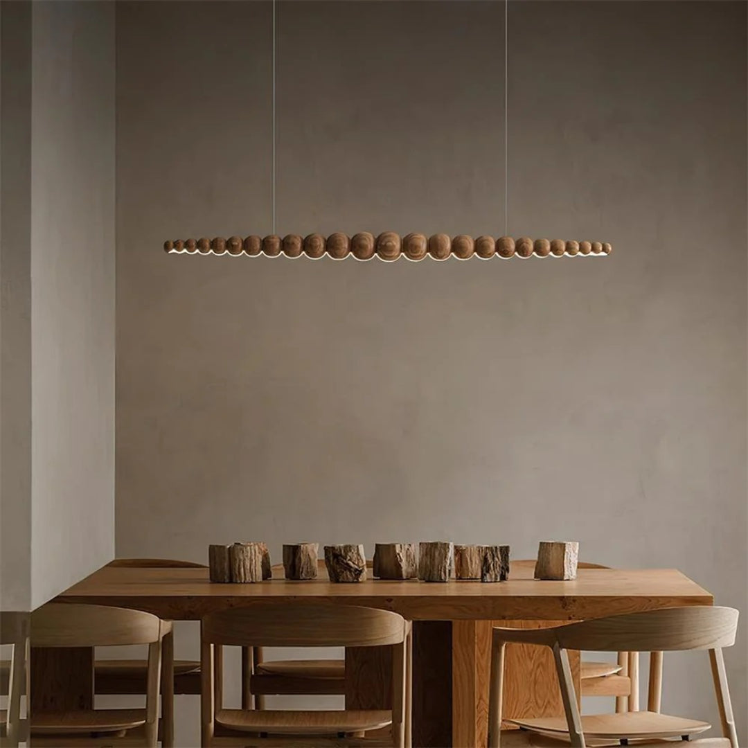 Minimalist Wooden Bead Pendant Light