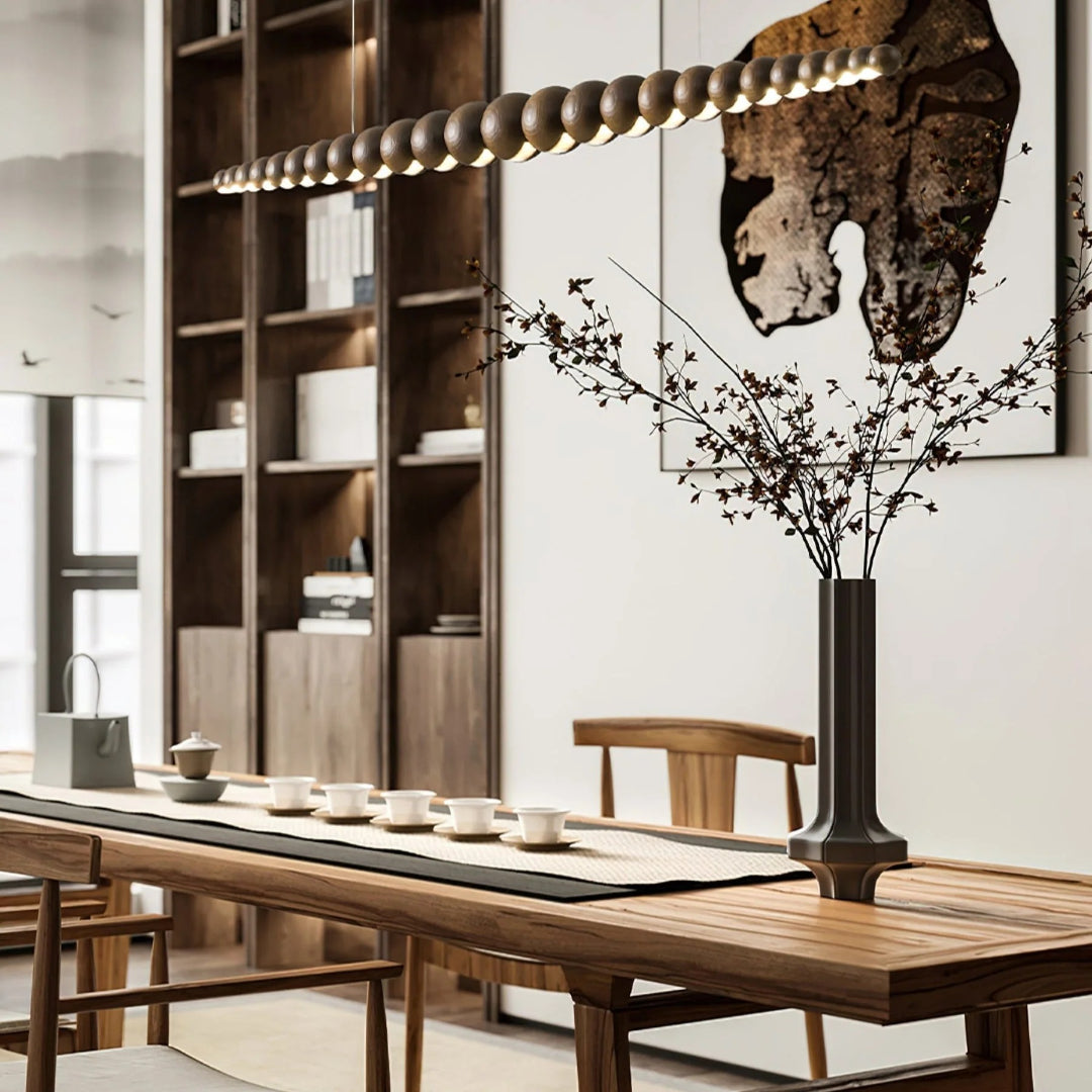 Minimalist Wooden Bead Pendant Light