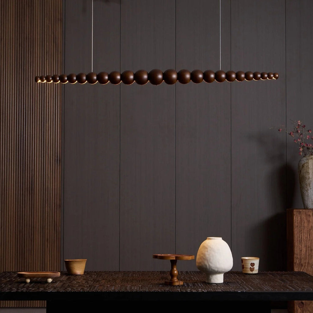 Minimalist Wooden Bead Pendant Light