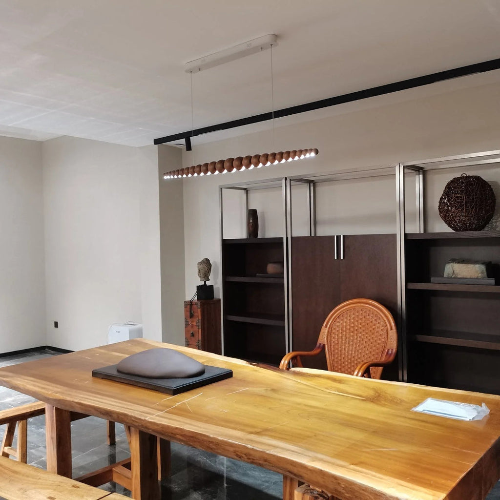 Minimalist Wooden Bead Pendant Light