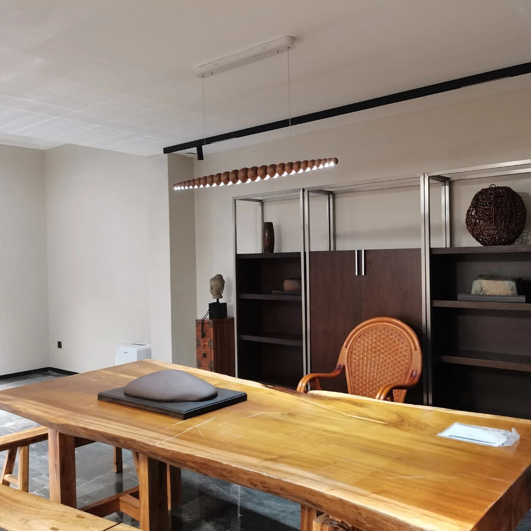 Minimalist Wooden Bead Pendant Light