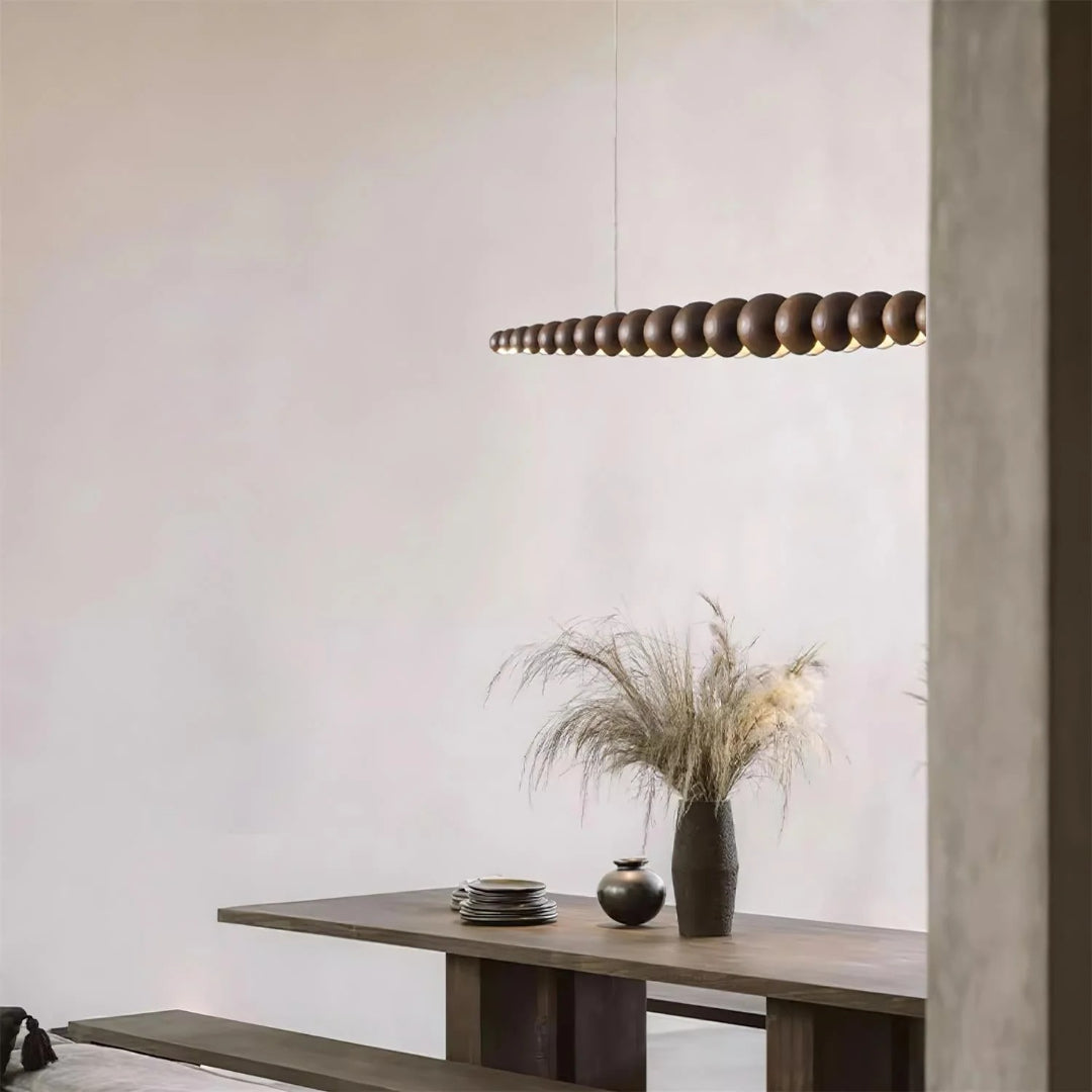 Minimalist Wooden Bead Pendant Light