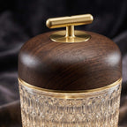 Portable Lamp Metal Wood and Crystal Glass | Integrated LED Touch Control | 2000mAh Battery for Cordless Ambient Lighting