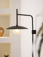 Swing Arm Wall Lamp Metal and Glass | Adjustable Articulated Design | Flexible Plug-In Lighting for Bedside and Living Room