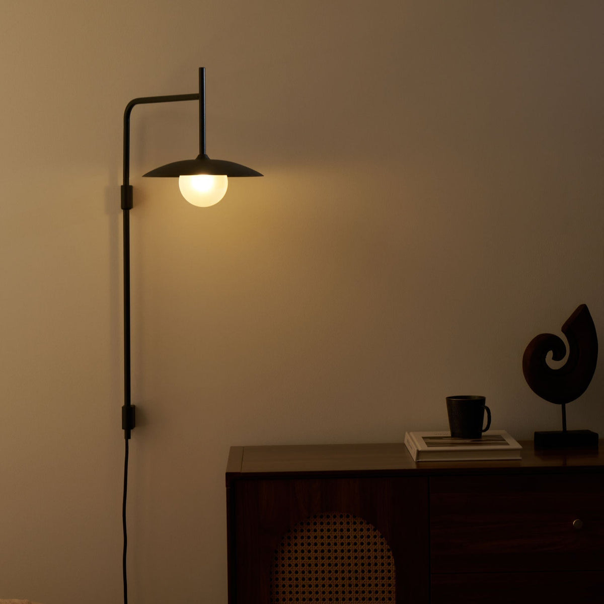 Swing Arm Wall Lamp Metal and Glass | Adjustable Articulated Design | Flexible Plug-In Lighting for Bedside and Living Room
