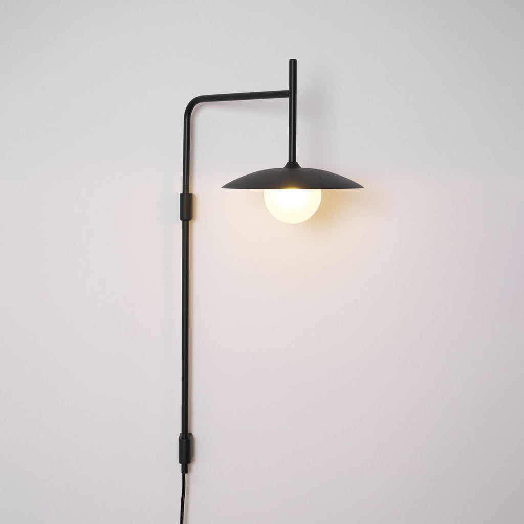 Swing Arm Wall Lamp Metal and Glass | Adjustable Articulated Design | Flexible Plug-In Lighting for Bedside and Living Room