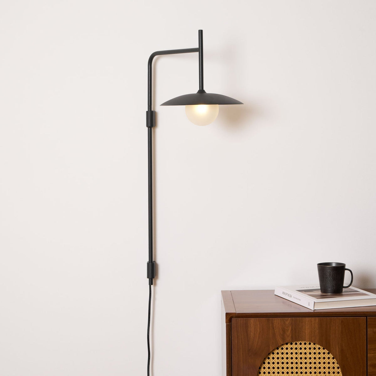 Swing Arm Wall Lamp Metal and Glass | Adjustable Articulated Design | Flexible Plug-In Lighting for Bedside and Living Room