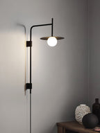 Swing Arm Wall Lamp Metal and Glass | Adjustable Articulated Design | Flexible Plug-In Lighting for Bedside and Living Room