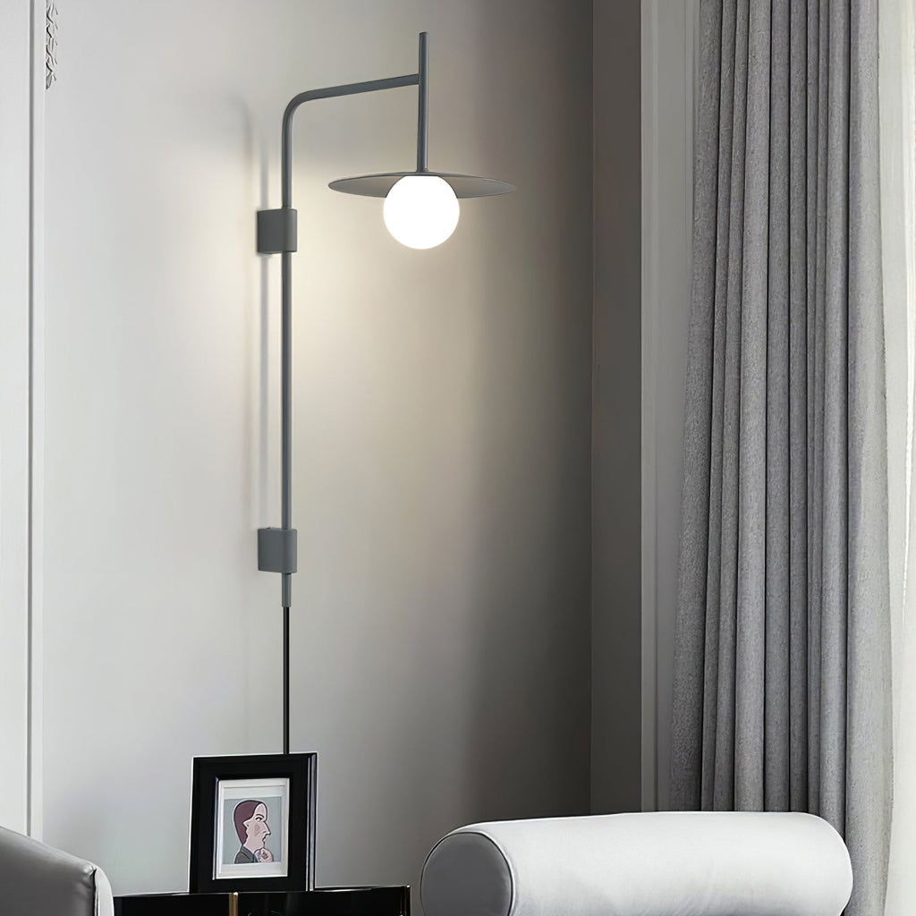 Swing Arm Wall Lamp Metal and Glass | Adjustable Articulated Design | Flexible Plug-In Lighting for Bedside and Living Room