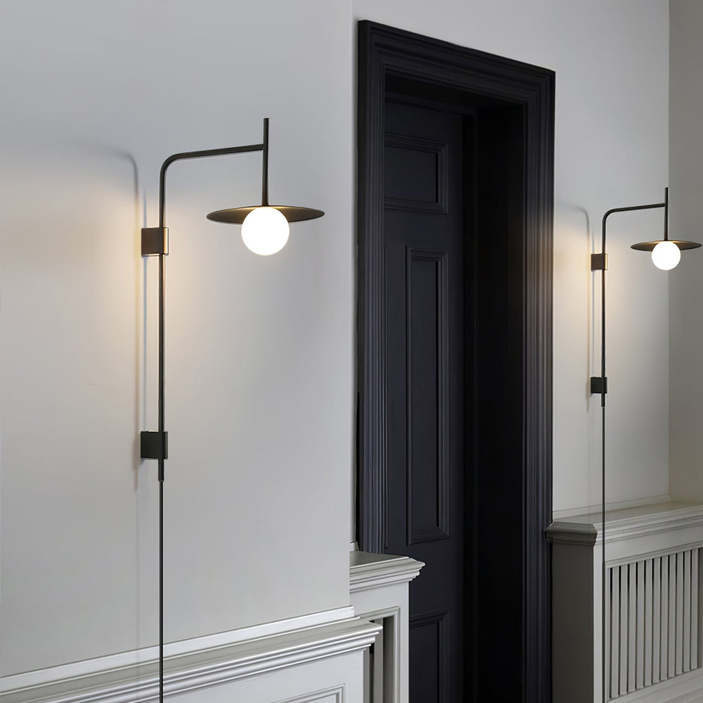 Swing Arm Wall Lamp Metal and Glass | Adjustable Articulated Design | Flexible Plug-In Lighting for Bedside and Living Room