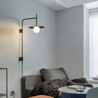 Swing Arm Wall Lamp Metal and Glass | Adjustable Articulated Design | Flexible Plug-In Lighting for Bedside and Living Room