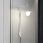Swing Arm Wall Lamp Metal and Glass | Adjustable Articulated Design | Flexible Plug-In Lighting for Bedside and Living Room