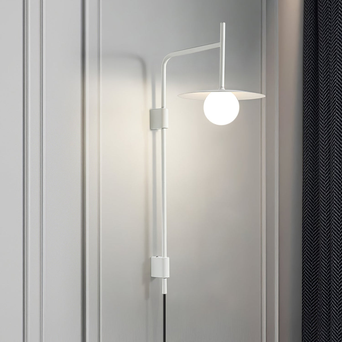 Swing Arm Wall Lamp Metal and Glass | Adjustable Articulated Design | Flexible Plug-In Lighting for Bedside and Living Room