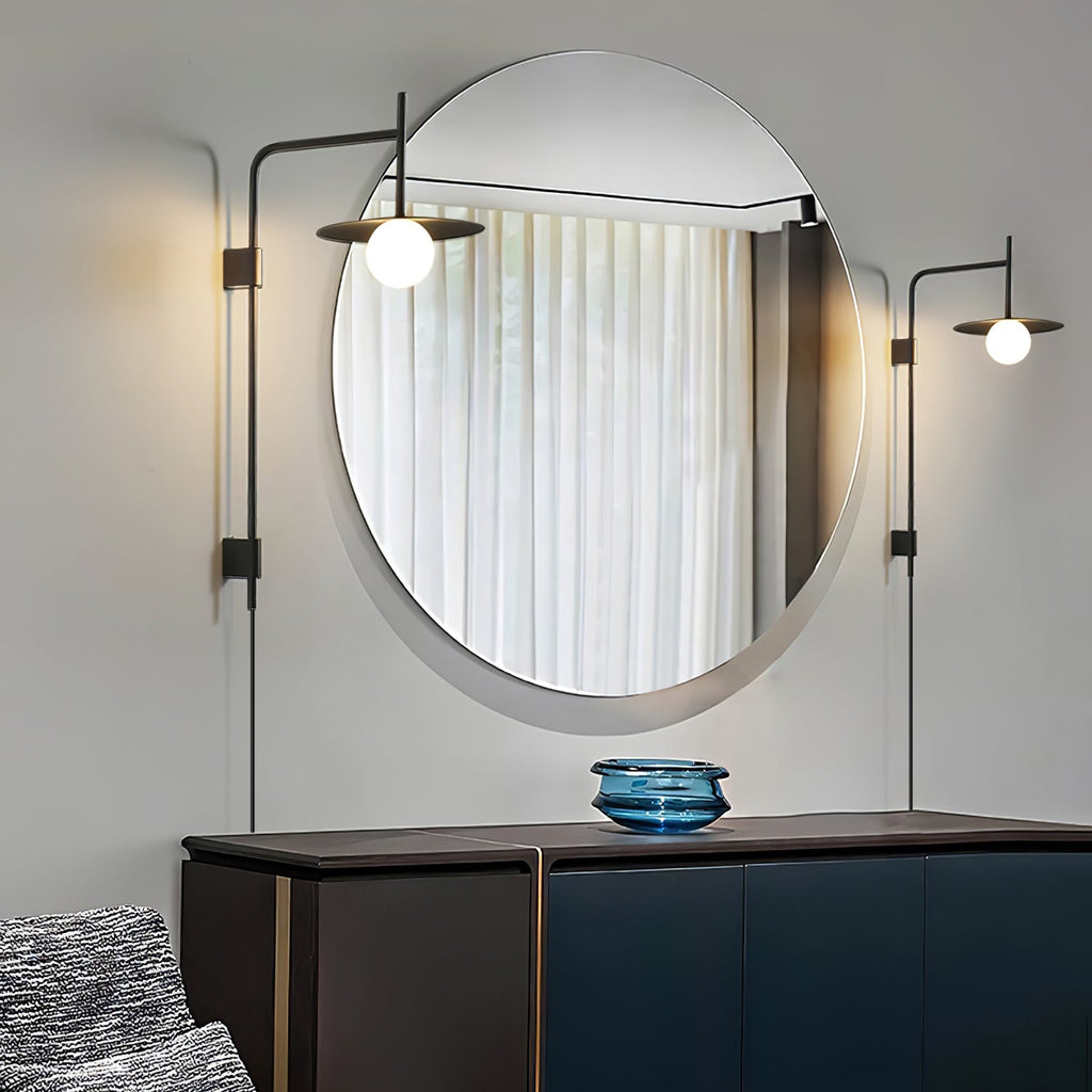 Swing Arm Wall Lamp Metal and Glass | Adjustable Articulated Design | Flexible Plug-In Lighting for Bedside and Living Room